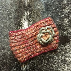 Peruvian Knit flower headband hat ear warmer